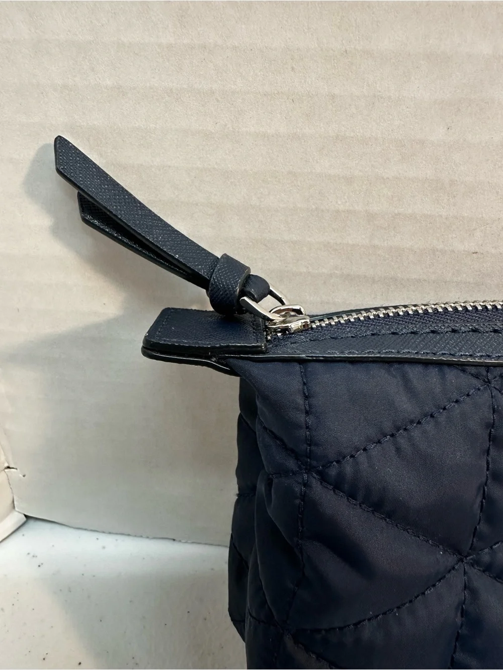Kate Spade New York Black Quilted Nylon Cosmetic Makeup Travel Pouch Bag OS